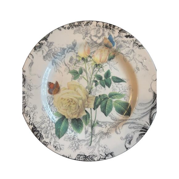 American Atelier Rose Toile 8" Salad Plate 5232 Cottagecore French Country - Picture 1 of 7